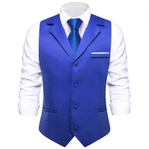 Ties2you Men's Work Vest Cobalt Blue Solid Silk Suit Vest